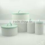 Powder-Coated Retro Metal Embossed Dianond Tea Coffee Sugar Storage Canister,Bread Bin,Cake Tin thumbnail-2