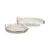 White Easy Hold Round Metal Tray / Kitchen Trays Manufacturer thumbnail-1