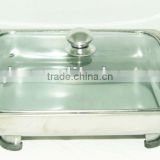 Stainless Steel food serving tray with glass cover for home-using with a very low price