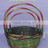 Christmas Wicker Baskets With Brown Colorful Handles thumbnail-1