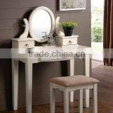White Vanity Table Set Ewelry Armoire Makeup Desk Bench Drawer thumbnail-1