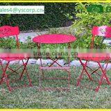 China Company Wholesale Cheap Outdoor Garden Patio Furniture Folding 3PC Table Chair Set Bistro Style Backyard Metal thumbnail-1