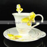2015 New Bone China Ceramic Tea Cup And Saucer With Classical Flower Design