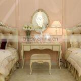 European Style Antique Finished Handmade Children Wooden Carved Girl Princess Twins - Bed Design With Gold Rim - BF07-70358 thumbnail-3