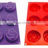 6PCS Rose Shape Silicone Cake Mould Baking Mould/Silicone Cake Tools thumbnail-1