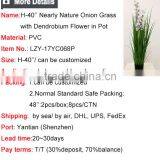 2017 Wholesale Nearly Nature Artificial Grass Synthetic Onion Grass With Orchid in Pot Fake Grass for Indoor Decoration thumbnail-6