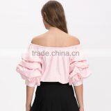 2017 Women off Shoulder New Summer Cotton Blouse Designs thumbnail-5