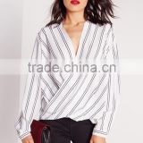 OEM service new model fashion white wrap blouse