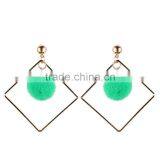 Fashion Colorful Pompon Gold Plated Hoop Earrings for Women Accessories thumbnail-3