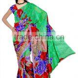 Printed Saree With Blouse Material and 4 Different Color thumbnail-2