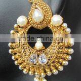Gold Plated DANGLER WHITE PEARL CHAND BALI Earrings thumbnail-4