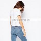 Girls Floral Cutwork and Embroidered Hem t Shirts thumbnail-3