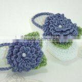 Hollow Wool Knitted Shoes Wholesale Floral Crochet Baby Girl Soft Shoes thumbnail-1