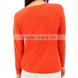 Simple Soft Slub 100% Cotton Round Neck Female Pullover Sweater thumbnail-3