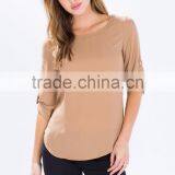 Latest Roll Sleeves Beaded Woman Blouse Fashion Blouse for Daily Life thumbnail-4