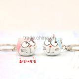 Trojans Three-dimensional Dolls Duo a Dream Key Chain Doraemon Cats Bell Couples Key Pendant Ceramic Key Chain