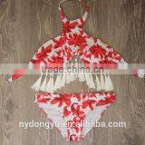 Red Tassel Leaves Swimwear Bikini/ Latest Fashion Green Pink Tassel Bikini Swimwear