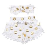 Kids Clothing Latest Pom Pom Shorts With Gold polka Dots matching with headband