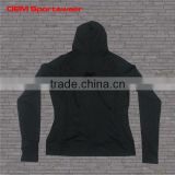 High quality plain black cotton fleece men's hoody