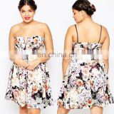 2015 women plus size backless Bandeau Floral Mini Dress