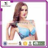 Top Quality China Transparent Lace Flower Split Stylish Push Up Sexy Bra