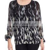 Glamorous Lady Long-sleeved Georgette Print XXXXL Tops