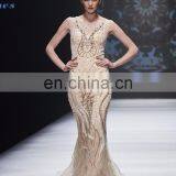 2017 B5424 Champagne Color Short Sleeve Net Fabric Beaded Evening Dresses & Wedding Dresses B5318 thumbnail-1