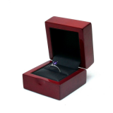 Wooden Ring Box Painting in Red Glossy, Wrapped Black PU Inside, With Screen Printing Logo thumbnail-2