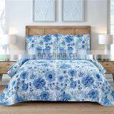 Chinese Style Ink Blue Flower Ultrasonic Quilt Sets Lightweight Summer Quilt Wholesale Cheap Bedspreads thumbnail-3