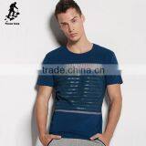 Online Shopping Navy Blue Short Sleeves Men Clothing Stripes Tee Shirts thumbnail-1