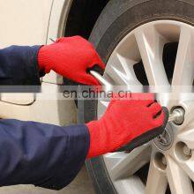 Non Slip Coating Red Nylon Knit Rubber Palm Coated Crinkle Latex Protection Safety Work Gloves thumbnail-3