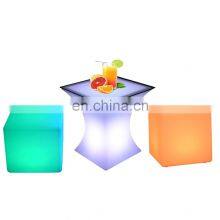 Led Bar Chairs Restaurant Club Furniture Mesa Led Led Counter Stool Coffee Shop Chair Cube thumbnail-1