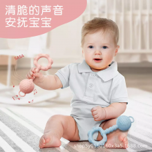 Custom Baby Teethers Wholesale Silicone Baby Rattling Teething Toys Food Grade Silicone Custom Silicone Teether thumbnail-4