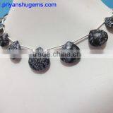 Snowflake Obsidian Hand Made 10-21 mm Faceted Heart Shape 6" Strand Length 100% Natural Gemstones thumbnail-2
