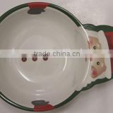 chrismas decorated melamine kid bowl with handle