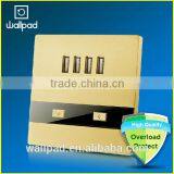 2015 New Products Wallpad Gold PC110~250V Electrical LED 4 Usb Charger Ports USB Power Wall Light Socket thumbnail-3