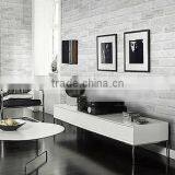 White Grey Real Looking Deep Embossed Textured 3D Brick Pattern Wallpaper Roll thumbnail-1