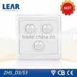 Top Quality Rainbow Series 3 Gang Light Sensor Switch