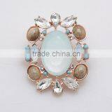 New Fashion Women Natural Stone Brooch Pins With Crystal Brooches Pendant thumbnail-3