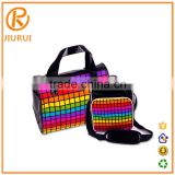 Wholesale luxurious special design beautiful travel bag high quality Pu material shiny cosmetic bag