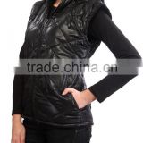 women's hoodie soft shell PU vest with fur lining