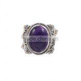 Amethyst Stone and Oval Silver Gemstone Ring thumbnail-3