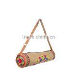 Yoga Mat Bag Indian Ethnic Jute Embroidered Yoga Bag, Traditional Yoga Mat Bag, Vintage Yoga Bag, Cross Body Unisex Shoulder Bag thumbnail-2