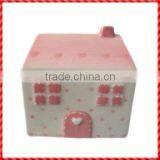 House Shaped Lovely Pink Novelty Ceramic Souvenir Coin Box thumbnail-1