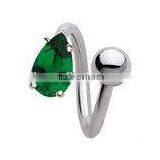 Fashion 316L Stainless Steel Green Gem Eyebrow Body Piercing Jewelry thumbnail-1