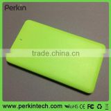 PP502 Super slim creadit card leather power bank 5000mAh with build-in cable