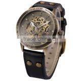 Vintage Bronze Steampunk Skeleton Automatic Mechanical Analog Men Watch