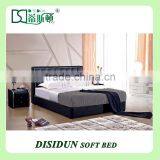 Simple Button Design Double Size Black Faux Leather Bed DS-716