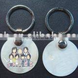 Natural Print White Chinese River Shell Keychain thumbnail-1