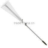 28"-57" Length Telescopic Steel Garden Rake 15 Tine Adjustable Garden Leaf Rake With 1pair Work Gloves (Zinc Coated) thumbnail-3